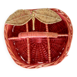 Grand panier vintage en osier peint - forme de pche