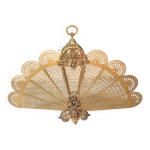 Grand pare - feu de chemin�e napol�on iii en bronze dor� � 9 feuilles, forme