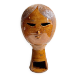 Grand photophore en terre cuite maille  visage de femme