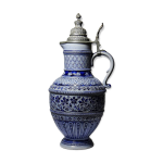 Grand pichet � bi�re en gr�s �maill� au sel et �tain allemagne type westerwald