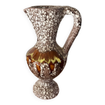 Grand pichet en c�ramique vallauris fat lava marron et jaune ann�es 70