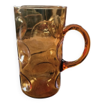 Grand pichet en verre ambr bull design 1970