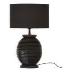 Grand pied de lampe en bois tourné noire vintage circa 1980 Grand pied de lampe en bois tourné noire vintage circa 1980