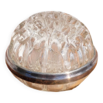 Grand pique fleurs en verre et mtal argent