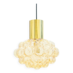 Grand plafonnier en verre ambr� � bulles, style mid - century, con�u par helena tynell pour limburg, ...