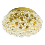 Grand plafonnier en verre à bulles ambré par helena tynell pour limburg, allemagne, années 1960 Grand plafonnier en verre à bulles ambré par helena tynell pour limburg, allemagne, années 1960