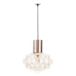 Grand plafonnier en verre bull� et chrome, style mid - century, con�u par helena tynell pour limburg, ...