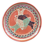 Grand plat artisanal d�cor poissons