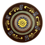 Grand plat en c�ramique marron 1960