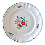Grand plat rond ancien sarreguemines amazonas peint main