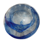 Grand plat rond cristal bleu