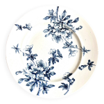 Grand plat rond lunville en terre de fer bleue, service  azala
