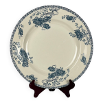 Grand plat rond  royat  bleu, u&c sarreguemines , 1879 - 1918.