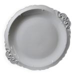 Grand plat de service en porcelaine fine de limoges blanche vintage / ancien