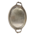 Grand plateau de service jean couzon en inox avec poignees decor poisson