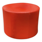 Grand pouf vintage en ska rouge diamtre : 62 cm