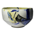 Grand saladier en gr�s tourn� main sign� vintage ann�es 80 - 2000