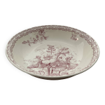 Grand saladier en porcelaine, décor rose trémière, terre de fer Grand saladier en porcelaine, décor rose trémière, terre de fer