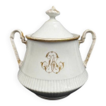 Grand sucrier en porcelaine de paris xixe � monogramme dor� arj