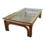 Grand table basse rotin et verre