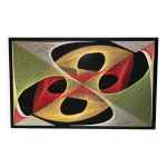 Grand tableau design psychdlique point et fil multicolore annes 1970