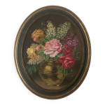 Grand tableau de fleurs epoque 1900 peinture  l huile