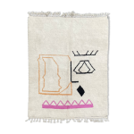 Grand tapis contemporain moderne abstrait visage, tiss  la main en laine