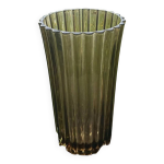 Grand vase art dco en verre fum hauteur 32 cm