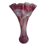 Grand vase corolle �vas� 50cm - mouchet� rose & blanc design 70'