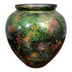 Grand vase design forme boule issu des ateliers d'art  laque line