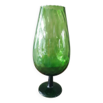 Grand vase forme verre annes 60, vert.