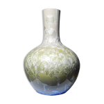 Grand vase globulaire porcelaine émaux cristallins jingdezhen zhi vintage Grand vase globulaire porcelaine émaux cristallins jingdezhen zhi vintage