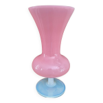 Grand vase en opaline rose vintage 60's