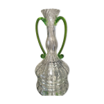 Grand vase soliflore a anses transparent et vert