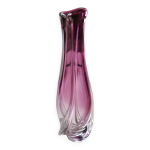 Grand vase val st lambert, sign. aux tons roses. design torsad / 33 cm
