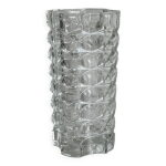 Grand vase en verre pais transparent, vase lourd pour gros bouquet