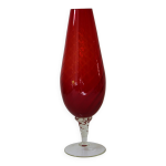 Grand vase verre rouge twist vintage