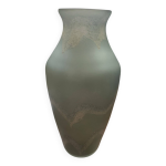 Grand vase en verre, trait d'union, teintes gris vert, dcor de vase sable, lgant et chic