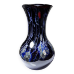 Grand vase verrerie d'art violet à inclusions paillerons d'argent vintage Grand vase verrerie d'art violet à inclusions paillerons d'argent vintage