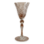 Grand verre  pied en verre taill dcor toil annes 60