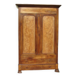 Grande armoire lingre en noyer et loupe, louis philippe