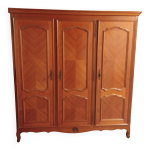 Grande armoire merisier - 3 portes - style campagne chic / inspiration loui