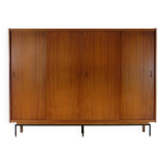 Grande armoire vintage en teck, design milieu du sicle, avec portes coulissantes, annes 1960
