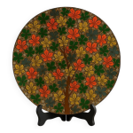 Grande assiette en papier mch feuilles de chinar cachemire