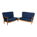 Grande banquette �ventail d'angle en ch�ne, guillerme et chambron, 1970s