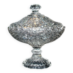 Grande bonbonnire drageoir ovale en cristal moul diamant et perles 1900