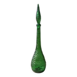 Grande bouteille verte génie empoli en verre bullé, italie 1960s Grande bouteille verte génie empoli en verre bullé, italie 1960s