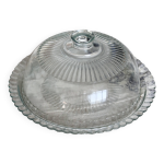 Grande cloche  fromage vintage en verre moul transparent
