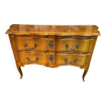 Grande commode sauteuse  faade arbalte merisier blond ornement bronze so