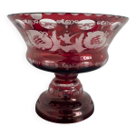 Grande coupe en verre overlay rouge et blanc, bohème xxème siècle Grande coupe en verre overlay rouge et blanc, bohème xxème siècle